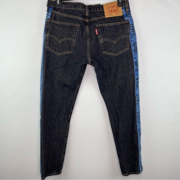 Men’s Black Premium Hi-Ball Roll Logo blue stripe denim jeans - Picture 3 of 9